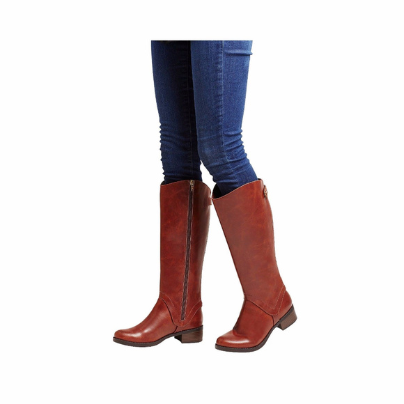 Merona Riding Tall Knee-High Boots, Cognac 7.5 / 8 - Picture 3 of 7